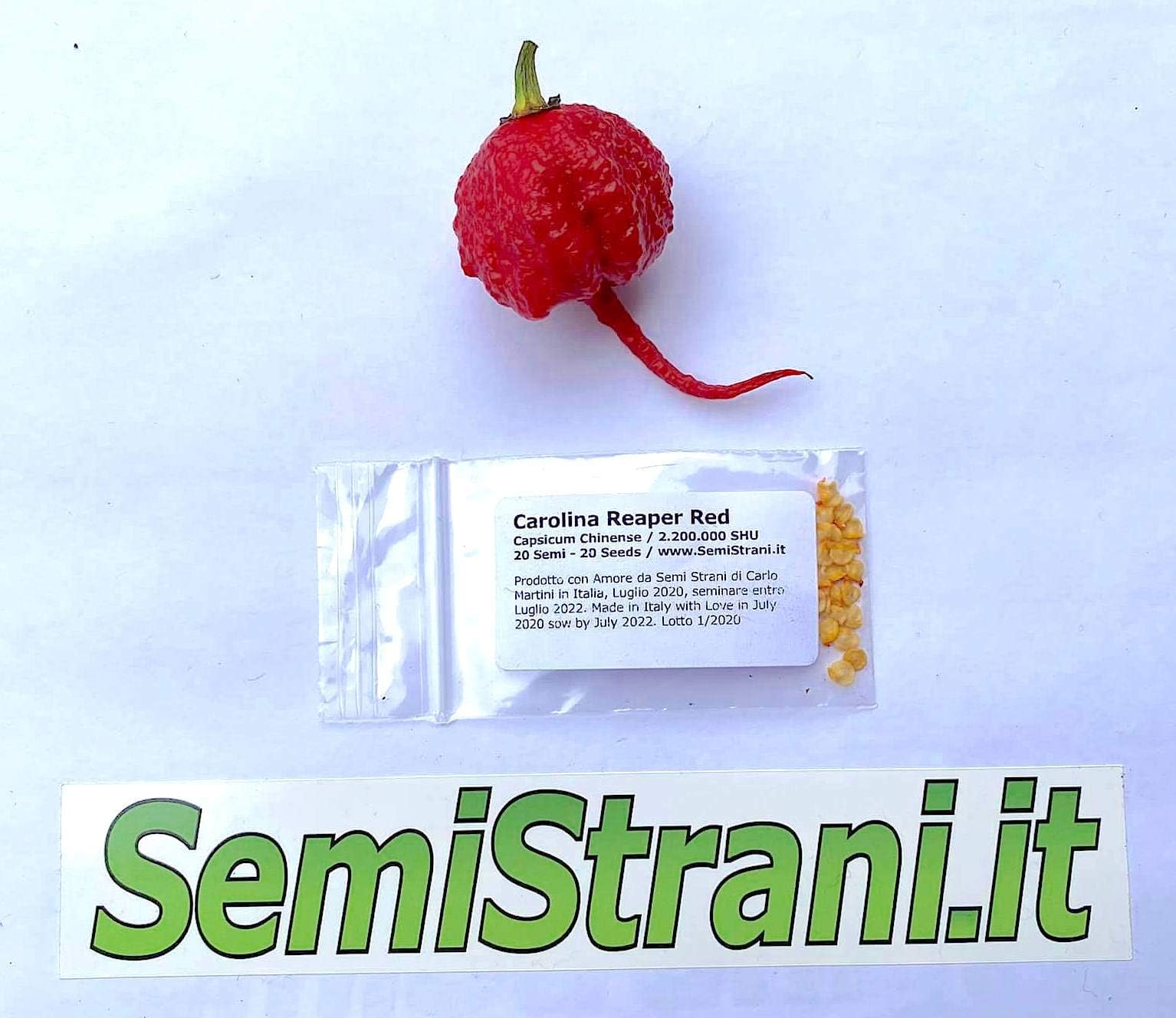 CAROLINA REAPER RED - 20 Isolated Seeds of the World's Hottest Chili Pepper produced in Italy by Semi Strani of Carlo…