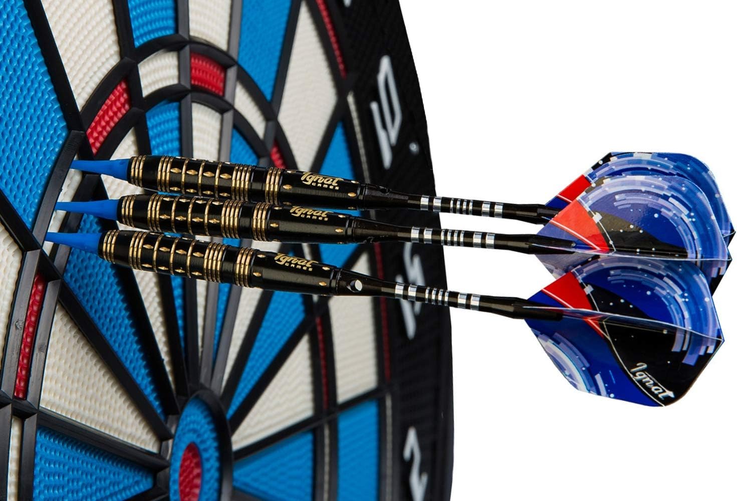 IgnatGames Plastic Tip Darts Set - Soft Tip Darts for Electronic Dart Board - Aluminum Shafts with O'rings, Extra Tips and Extra Flights + Dart Wrench + Innovative Case (20g Frozen Thunderbolt) : Sports & Outdoors