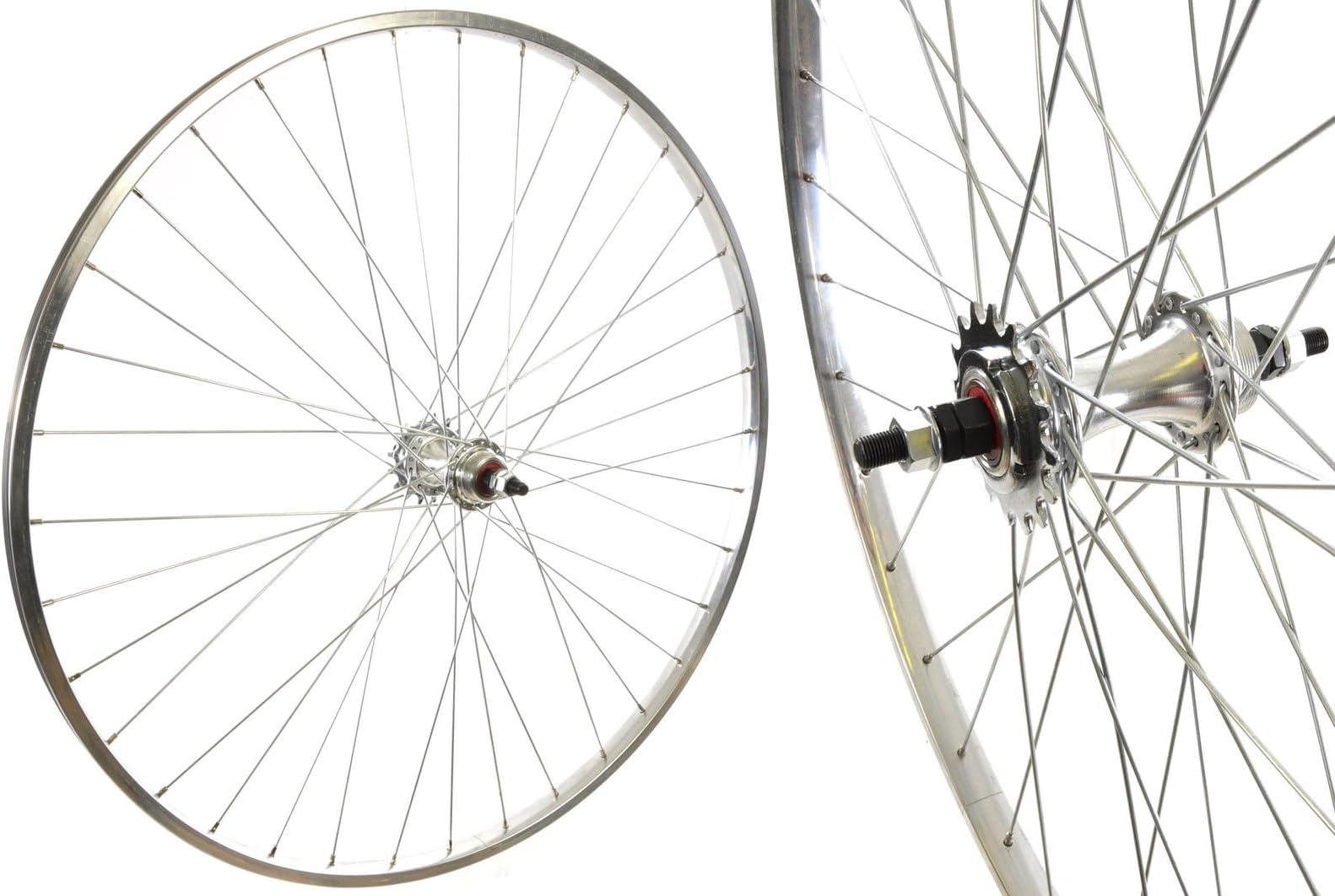 Specialist 27 x 1 1/4 FLIP FLOP FIXIE REAR WHEEL, CHROME LOOK ALLOY RIM WITH 16 TEETH SPROCKET