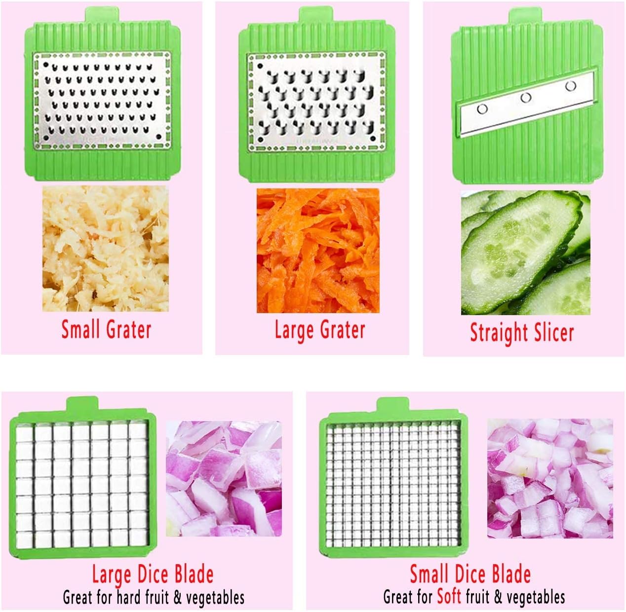LHS Vegetable Chopper, Pro Onion Chopper Slicer Dicer Cutter - Cheese & Veggie Chopper - Food Chopper Dicer with 5 Blades: Kitchen & Dining