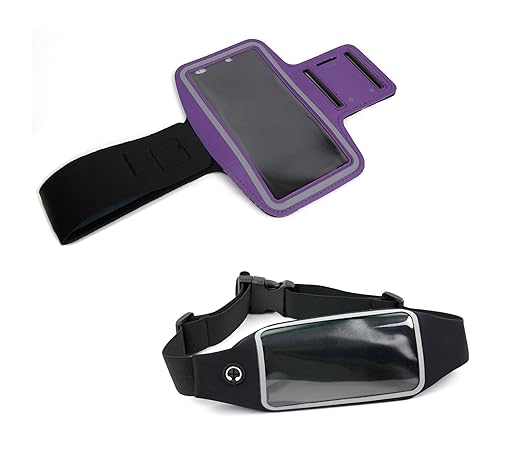 Gürteltasche und Armband-Halterung mit kapazitiver Schutz-Hülle in Lila für Samsung Galaxy S5 | S5 LTE-A | S5 Active | S5 Spo