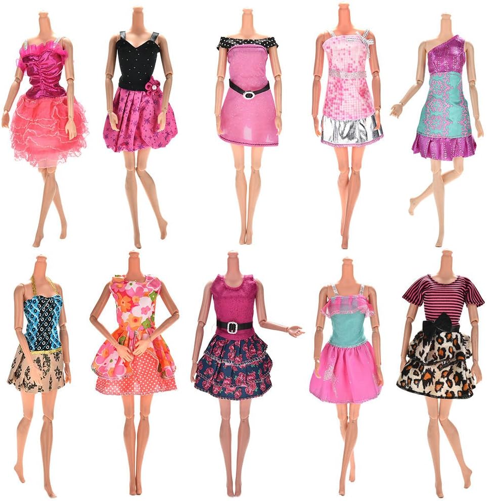 CoscosX 10Pieces Dresses for Barbie Doll, Fashion Party Dresses Clothes Gown For Barbie Dolls Girls