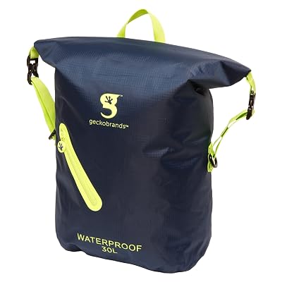 Mochila Impermeable Geckobrands - Ligera, Color Negro Y Verde, Bolsillo Exterior Grande