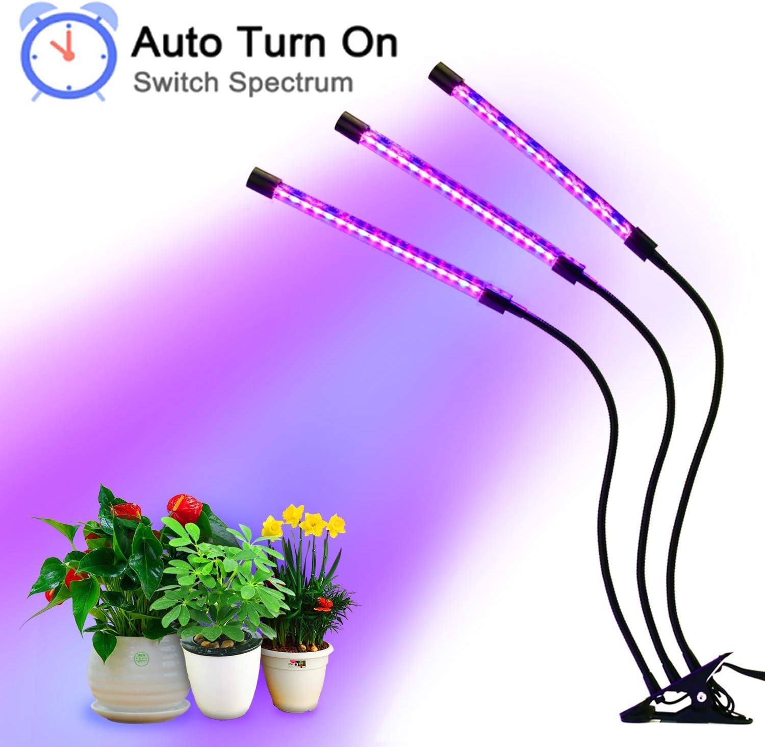 Wloomm LED Grow Lights 27W Upgraded Plant Growing Light with Auto Turn On Function, 54 LED Plant Grow Lamp with 3/6/12H Timer,5 Dimmable Levels for Indoor Plants