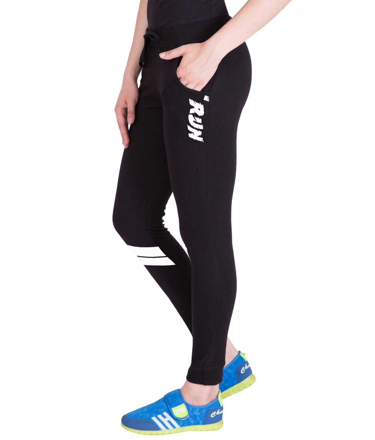 american-elm women's black stylish printed trackpant