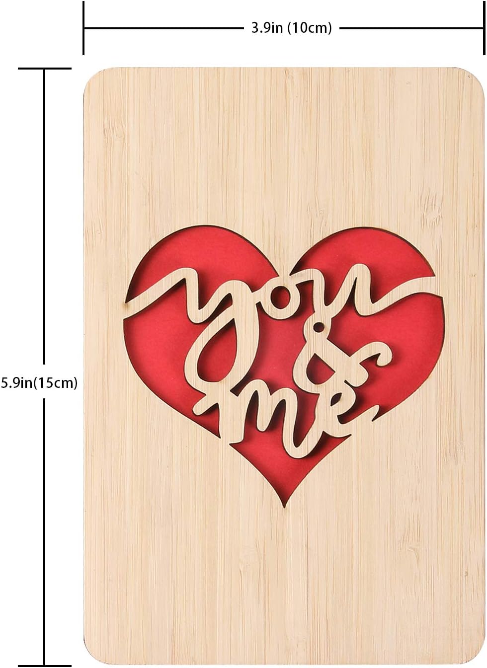 You and Me Greeting Card Handmade with Real Bamboo Wood - Image 5