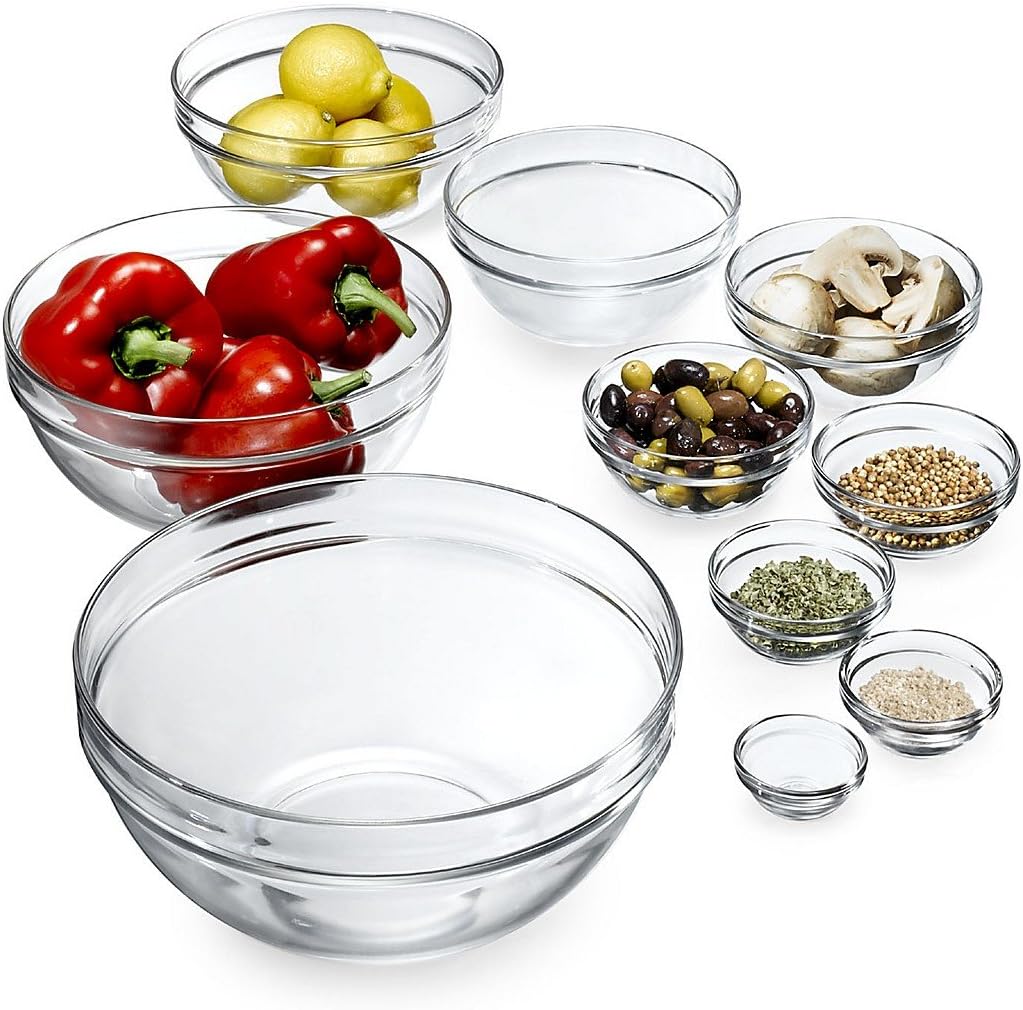 Duralex 100010 Made In France Lys Stackable 10-Piece Bowl Set: Home & Kitchen