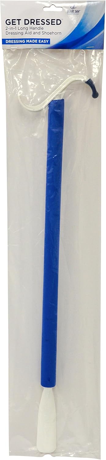 Blue Jay Dressing Stick - 24'' Soft Foam-Covered Handle, 2-in-1 Tool, Dressing Made Easy, Rounded S Plastic top Hook, No Stretching or Straining Shoehorn Dressing Aid: Health & Personal Care