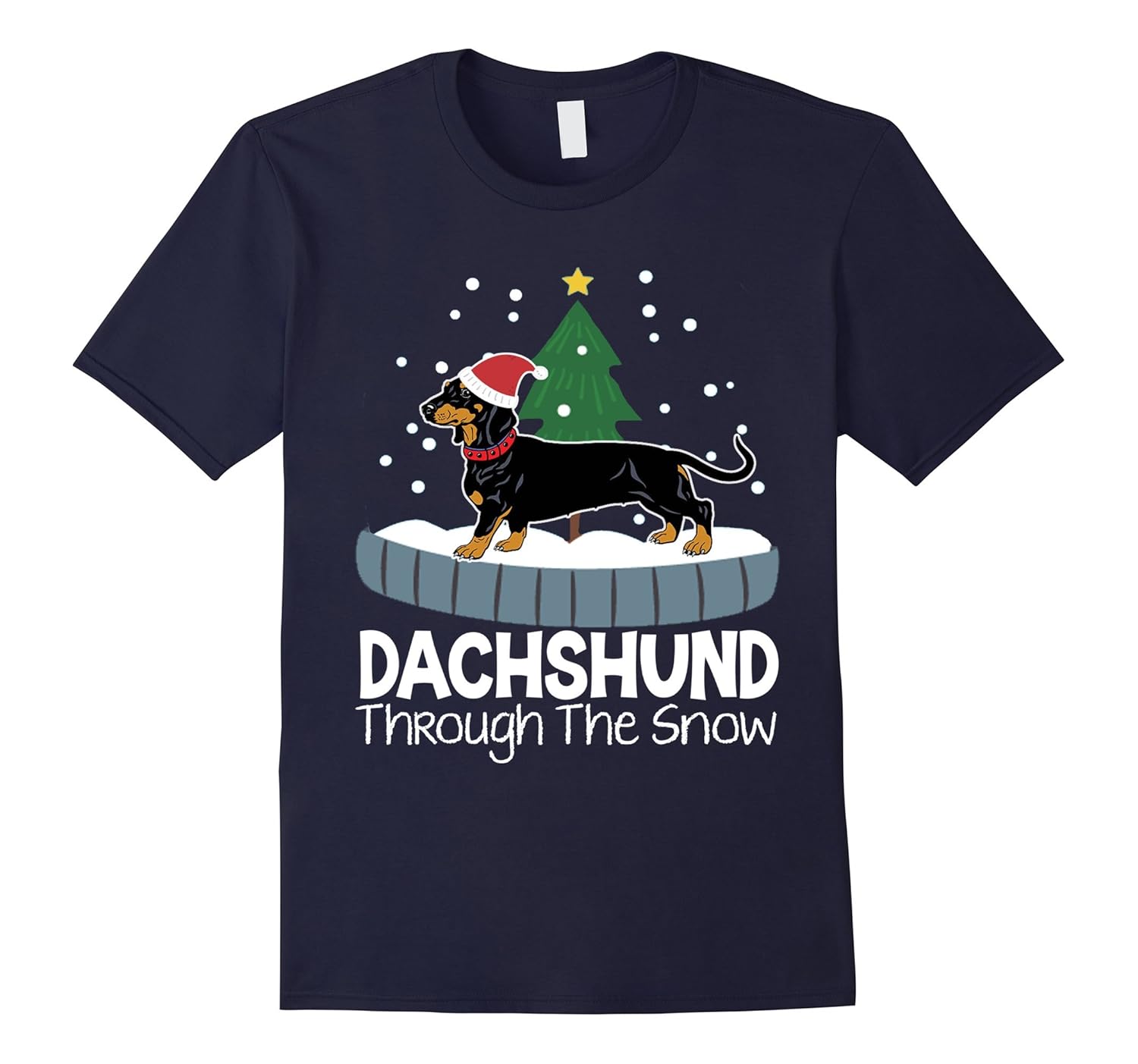 Dachshund Through The Snow Christmas Weiner Dog T-Shirt-ANZ