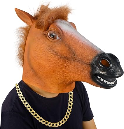 Amazon Com Ifkoo Horse Head Mask Full Face Latex Animal Party Unicorn Mask Halloween Costume Props Christmas Party Brown Horse Clothing