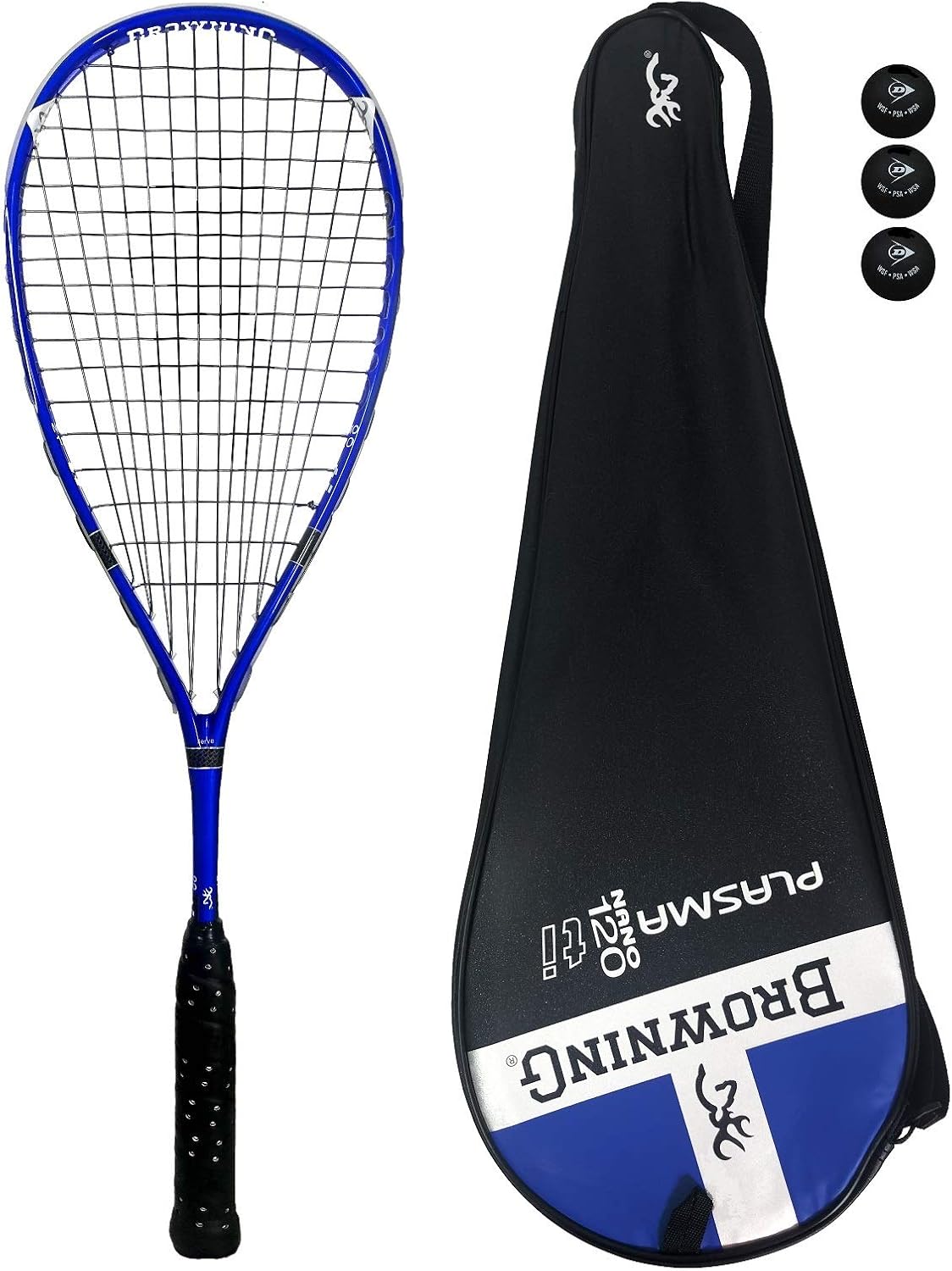 Browning Plasma Nano Squash Racket Series (Various Options Available) (Nano 120 Blue + Balls)