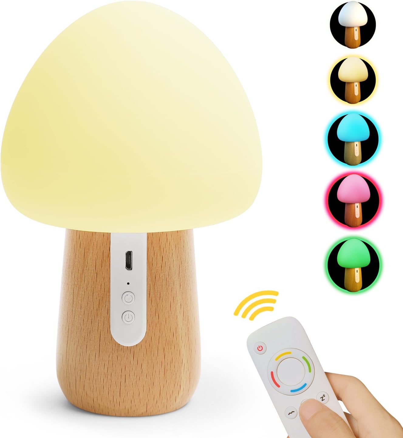 Night Lights for Kids, Acelone LED Baby Night Light Bedside Lamp with Wireless Remote, Safe Silicone + Beech,5 Different Colors and 4 Modes.
