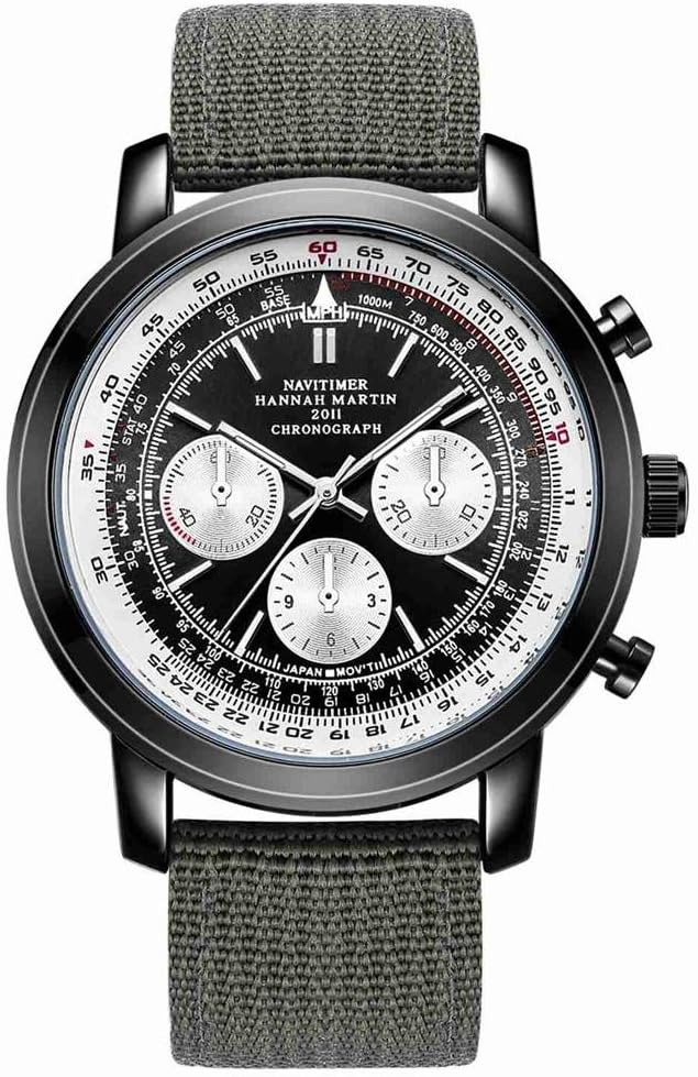 LLW Men's Quartz Watch Round Chronograph Leather Strap 30 Meters Military Waterproof Watch, 04