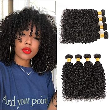 Amazon Com Huarisi 4 Bundles Brazilian Kinky Curly Human Hair