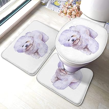 Amazon バスルームマットセット3個セットフレンチビションフリーゼ犬の水彩クローズアップ肖像白ふわふわグッズアンチスキッドパッドバスmatontou Na ラグ カーペット Amazon バスルームマットセット3個セットフレンチビションフリーゼ犬の水彩クローズアップ肖像白ふわふわグッズアンチスキッドパッドバスmatontou Na ラグ カーペット
