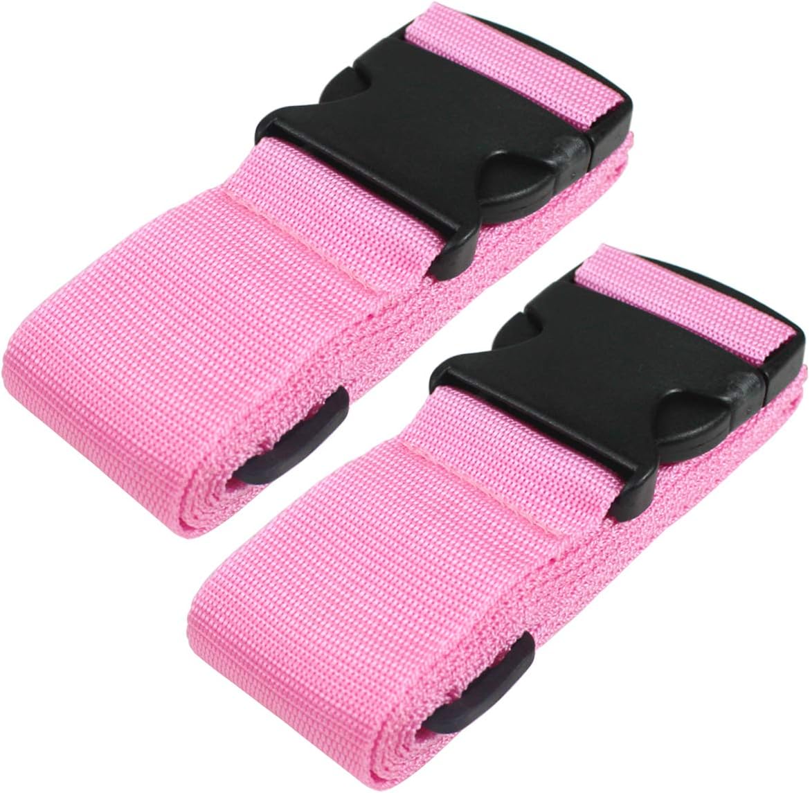 Heavy Duty Luggage Straps for Suitcases Packing Belts Travel Accessories Adjustable Bag Strap 2 Pack, Pink, 100-188cmx5cm