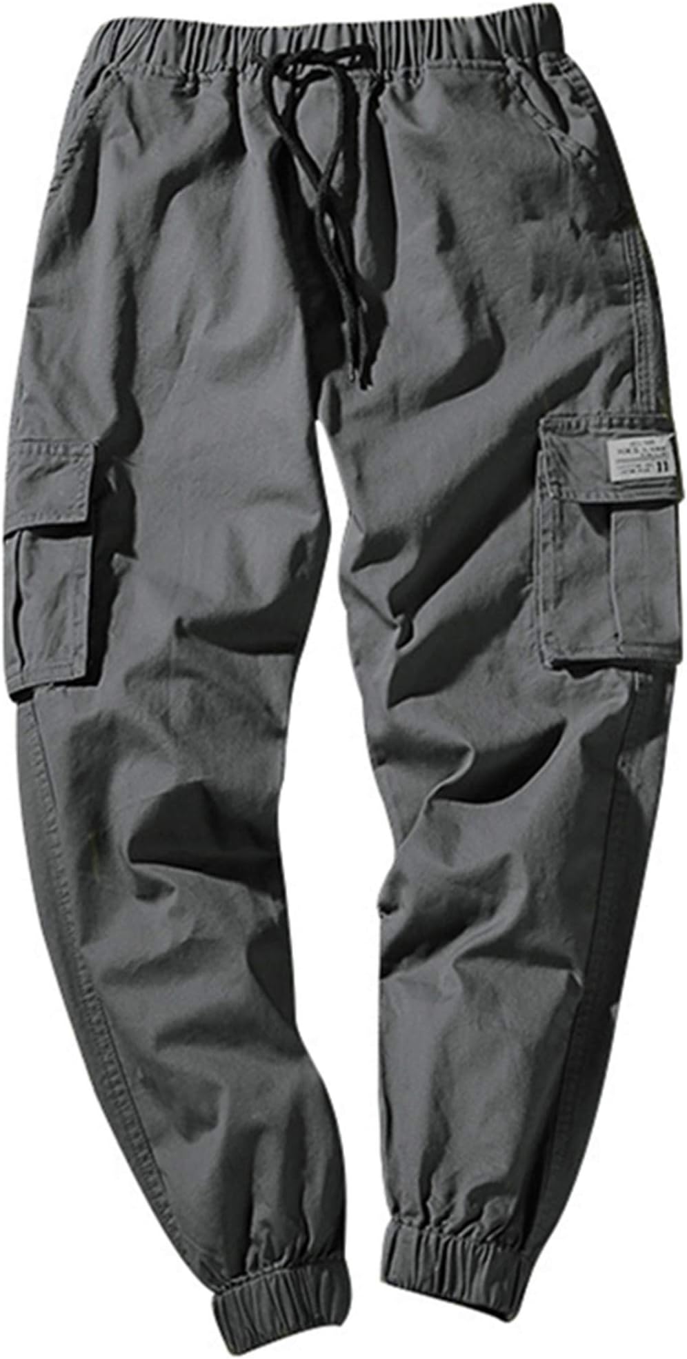 Crazycatz Mens Twill Cotton Multi Pockets Slim Fit Rugged Cargo Jogger Pants