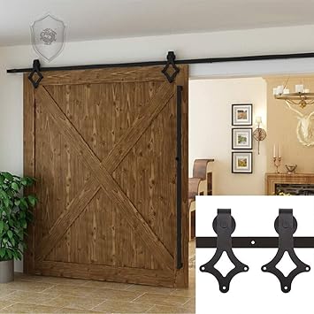 G J Rustikal Stil Raute Design Innen Tur Schwarz Barn Holz Stahl Schiebetur Single Sliding Door Hardware Hardware Closet Track System Set 6ft 182 8cm Preisangeboten Beinhalten Zollgebur Amazon De Baumarkt