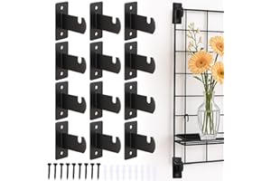 Alffun 12 Pcs Gridwall Mount Brackets with Screws, Metal Display Hooks for Wire Wall Grid Panel, Gridwall Accessories for Shop Home Garages Office Organization