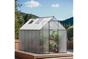BENASS 6x12 FT Greenhouse for Outdoors,Heavy Duty Polycarbonate Greenhouse,Walk-in Greenhouse with Roof Vent,Aluminum Hot House for Outside Green House Garden Backyard