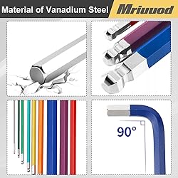 Mriuuod 9 PCS Allen Wrench Set, Cr-V Metric Hex Key