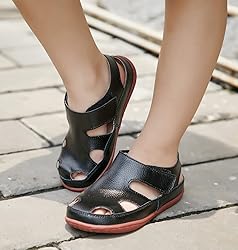DADAWEN Boy's Girl's Leather Soft Closed Toe