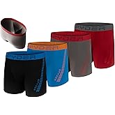 Spyder Mens Boxer Briefs 4 Pack Poly Spandex Performance Boxer Briefs Underwear/Comfort Support Pouch Boxer Briefs (Red/Grey/Black/Blue, Medium)