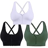 AKAMC 3 Pack Women's Medium Support Cross Back Wirefree Removable Cups Yoga Sport Bra