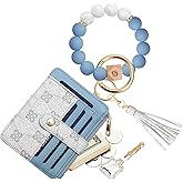 COOLANS Silicone Bracelet Wristlet Wallet Credit Card Holder RFID,ID Window,Key Ring Tassel,Slim Wallet Women Keychain Purse