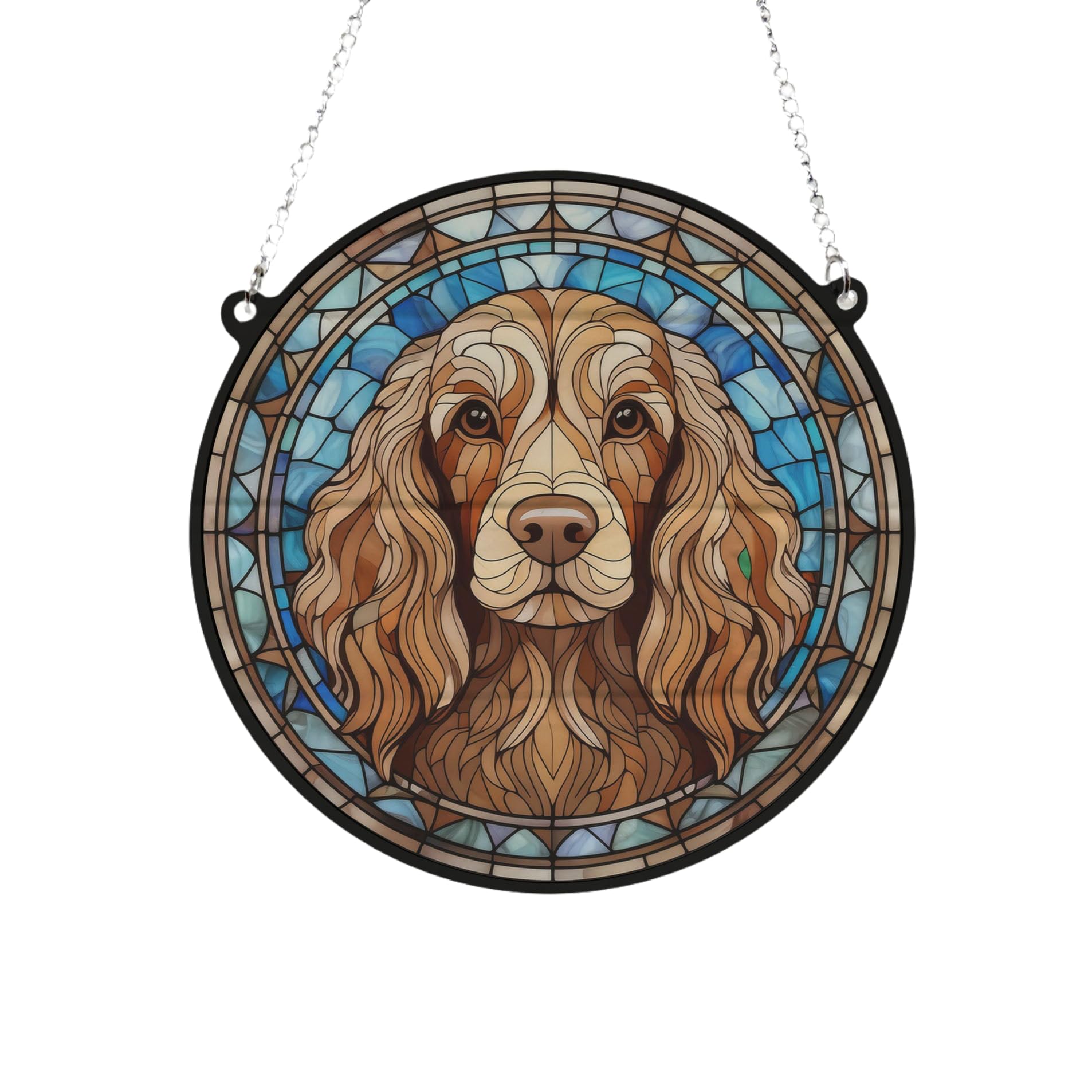 Cocker Spaniel Chocolate Stained Glass Effect Suncatcher Gift for Dog Lovers - 19cm