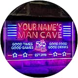 ADVPRO Personalized LED Neon Sign - Custom Name & Year, Dual Color (White & Blue), 24x16 Inch For Garage & Man Cave