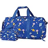 Vipdeal Boys Duffle Bag for Travel, Kids Duffle Bag Large Weekender Overnight Bags with Kids Toiletry Bag Set Shoe Compartment Carry on, Space Blue