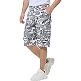 BEST SOUTH Men's Capri Long Twill Cargo Shorts Below Knee 13 Inches Cotton Relaxed Fit Casual Multi-Pocket