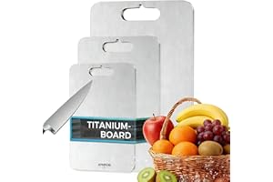 100% Pure Titanium Cutting Board - Knife-Friendly, Chopping Board Set of 3 for Meat, Vegetables and Fruits