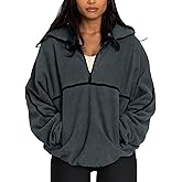 Wyeysyt Women's Fleece Quarter Zip Pullover Oversized Half Zip Sweatshirt with Pockets