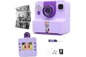 Instant Print Camera for Kids, Christmas Birthday Gifts Toy for Girls Boys, App Printing, 1080P Digital Video Camera