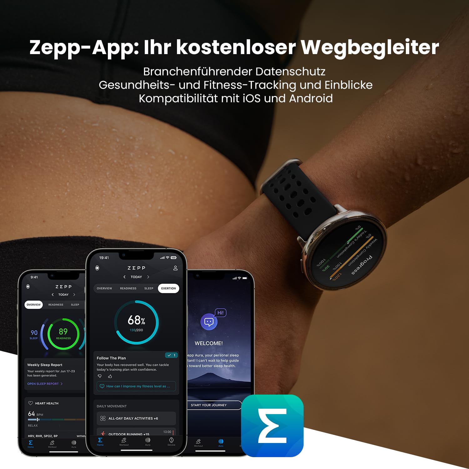 Amazfit Active 2 Smart Watch 44mm, AI, Sprachsteuerung, GPS und kostenloses Kartenmaterial, 10 Tage Akku, Fitness Tracker mit 160plus Sportmodi, 5 ATM wasserdicht für Android und iPhone
