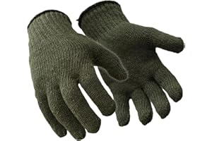 RefrigiWear Military Style Ragg Wool Glove Liners, Green - Pack of 12 Pairs