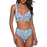 KIKICHUA Bikini Set for Women Two Piece Swimsuit Print Sexy High Waisted Swimwear V Neck Cheeky Bathing Suit