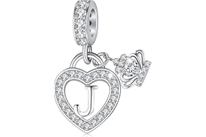 MAVTZRE Letter Charms for Charms Bracelet: Silver Heart Alphabet Initial Dangle Charms Bead for Bracelets and Necklaces, Birthday Mother's Day Christmas Jewelry Gifts For Women