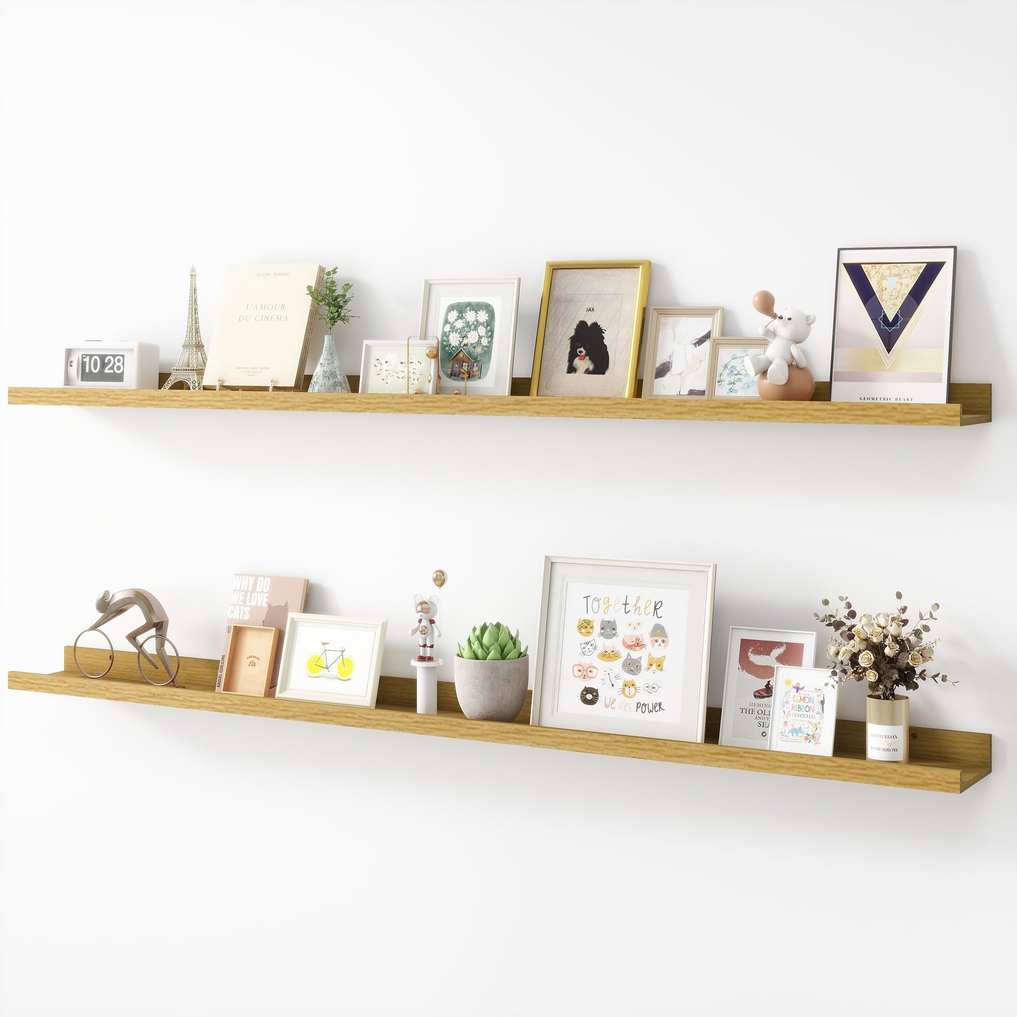 Photo 1 of ******MISSING PARTS*****
Acovy Picture Ledge Shelf, Wood Long Floating Shelves for Wall, Set of 2, 56 inch Picture Ledge Shelves, Photo Ledge Nursery Book Shelves Wall Mounted for Living Room Kids' Room Bedroom, Color Oak