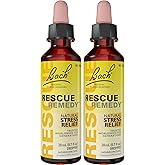 Bach Rescue Remedy Dropper, Natural Stress Relief, Homeopathic Flower Essence, Vegan, Gluten & Sugar-Free, Non-Habit Forming, 2 Pack, 20mL Ea