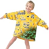 OHOIT Excavator Wearable Blanket Hoodie for Kids 2-6 YR - Glow in The Dark Truck Blanket with Oversized Pocket - Construction Toys Tractor Car Decor Cozy Sweatshirt Blanket for Boy Birthday Gifts