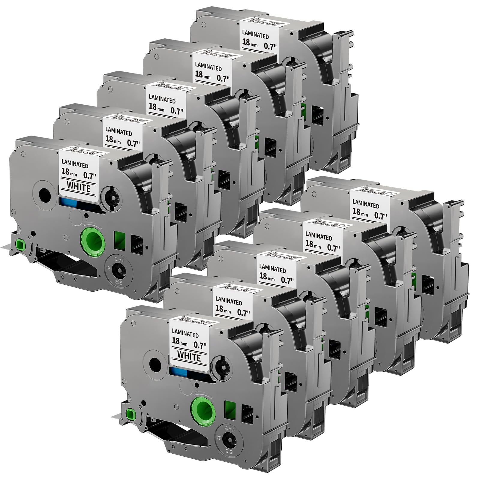 Photo 1 of 10-Pack 18mm 0.7 Inch Laminated White Tape Replace for Brother Label Maker Tape TZe-241 Compatible with P Touch TZ TZe 3/4" Black on White TZE241 for PTD410 PT-D400 PT-D610BT PTD600