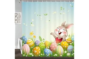 Cnayuep Easter Shower Curtain, Funny Shower Curtain Set Shower Curtains for Bathroom, Waterproof Bathroom Shower Curtain Sets with Hooks for Easter Decorations Bathroom Decor 72"X72"