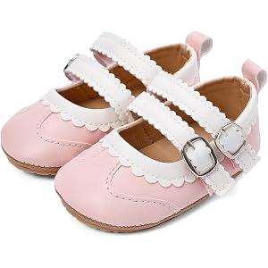 Baby Girls Mary Jane Flats Infant PU Leather Soft Sole Non-Slip Newborn First Walker Cirb Shoes Toddler Princess Wedding Dres
