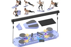 MOVOCA Pilates Board, Foldable Pilates Reformer Equipment with Timer,Multi-Purpose Portable Pilates Reformer Machine Home Pilates Kit for Home Workout, Fitness, Exercise, Abs, Core Equipment