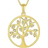 YL 925 Sterling Silver Tree of Life Necklace for Women Round Tree Pendant Birthstone Jewelry for Mom