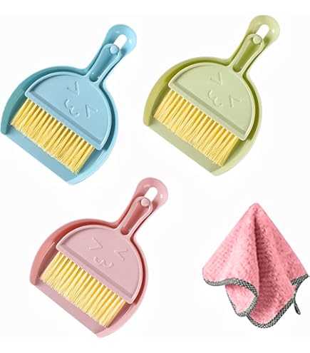PRYESS - Mini Dustpan And Brush Set - Small Cleaning Kit For Desk, Keyboard, Countertop, Green