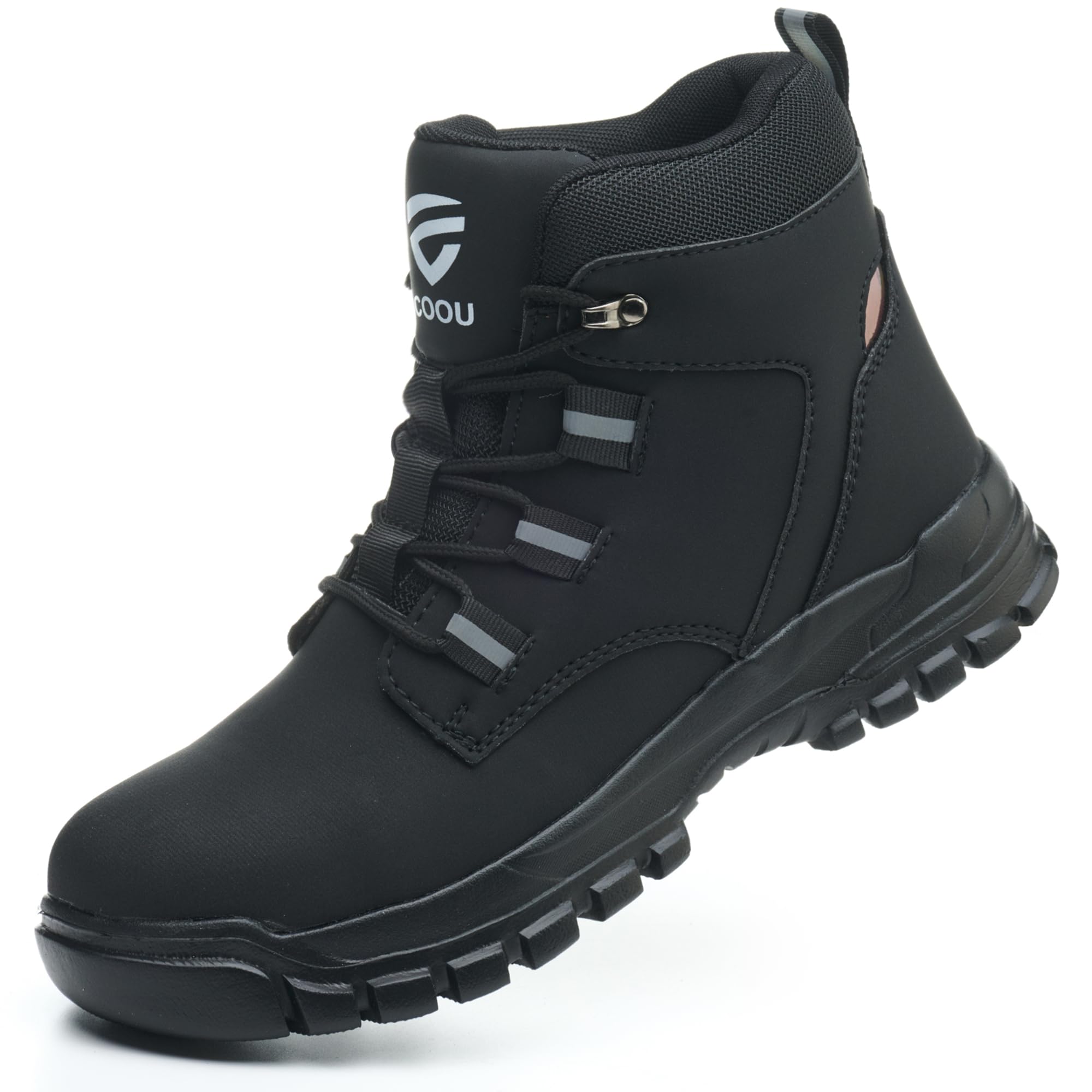 Photo 1 of COOU Steel Toe Boots for Women Men Slip & Puncture-Resistant Safety Boots Industrial Construction Steel Toe Shoes for Warehouse, Outdoor Work Black